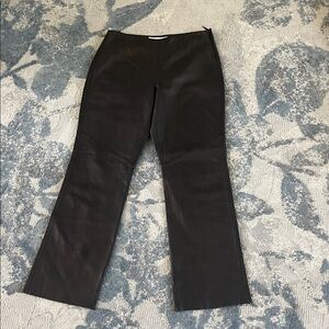 Elegant Leather Black Straight Leg Women's Pants